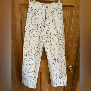 Face Print Straight Leg Jeans
